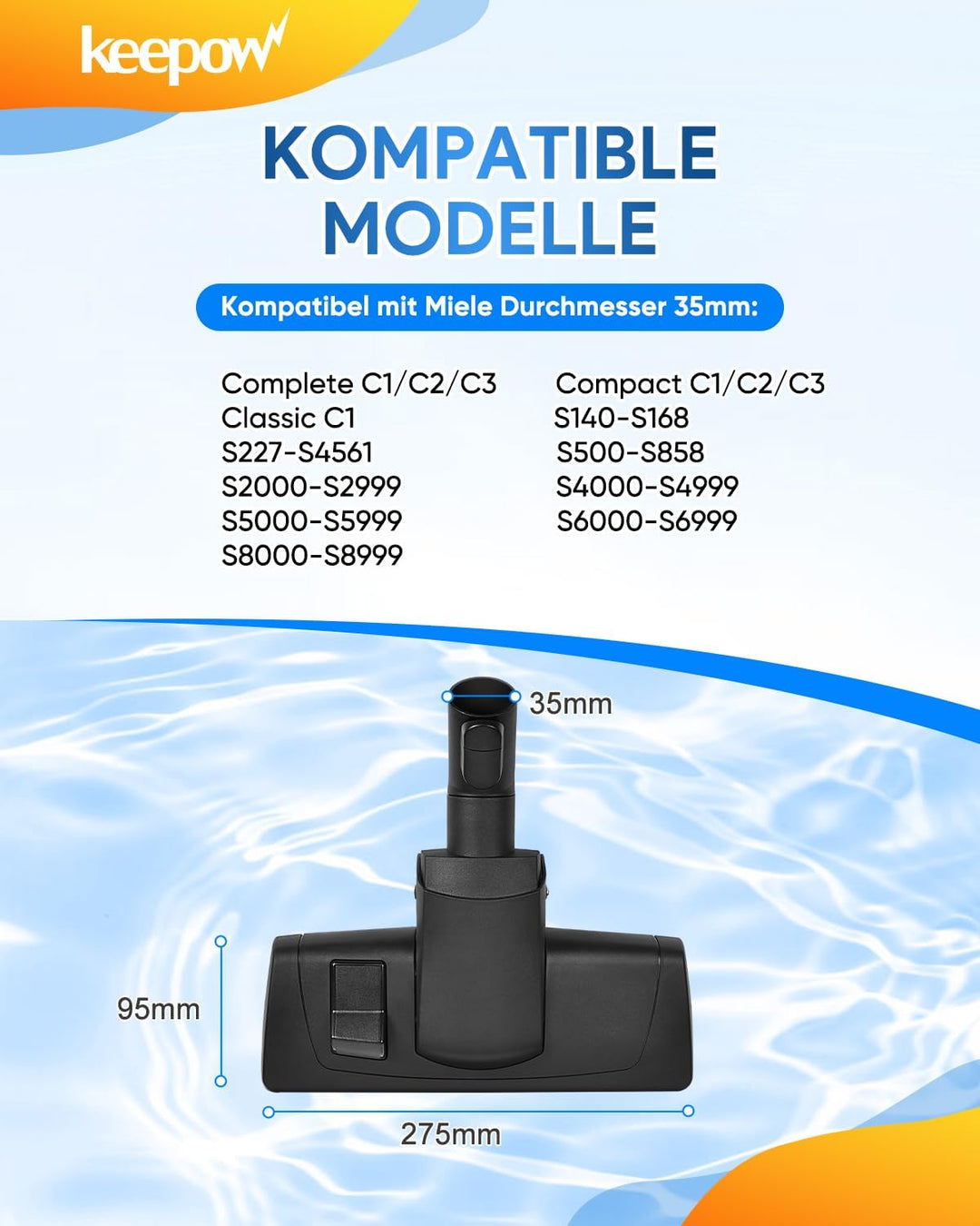 KEEPOW Universal Parkettbürste für Miele Complete C3 C2 C1 Compact C3 C2 C1, S1 S2 S4 S5 S6 S8, S834