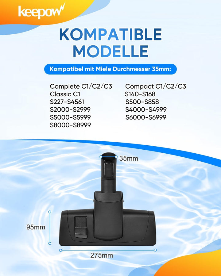KEEPOW Universal Parkettbürste für Miele Complete C3 C2 C1 Compact C3 C2 C1, S1 S2 S4 S5 S6 S8, S834