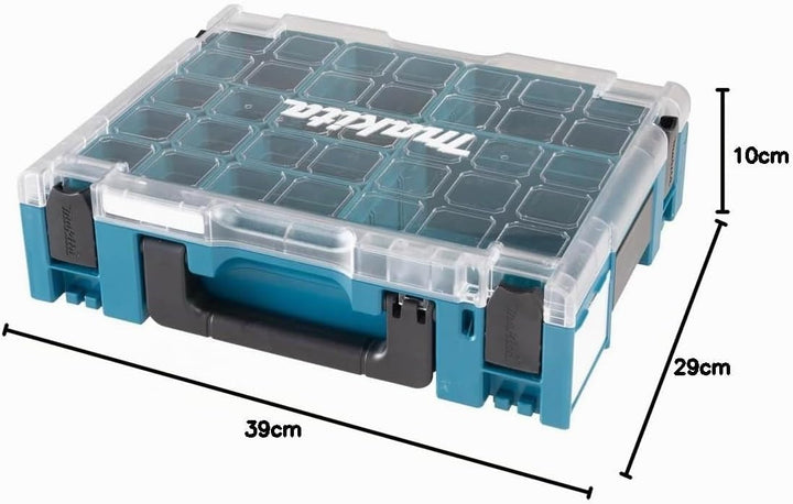 Makita 191X80-2 Makpac Werkzeugkasten mit transparentem Deckel und Einsätzen