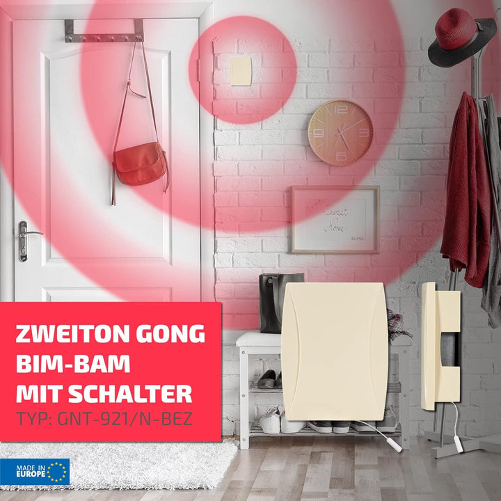 SUNDI Türgong Türklingel Gong Klingel Haustürklingel Verdrahtet Zweiklang Doppelklang 8V Bim Bam Bei