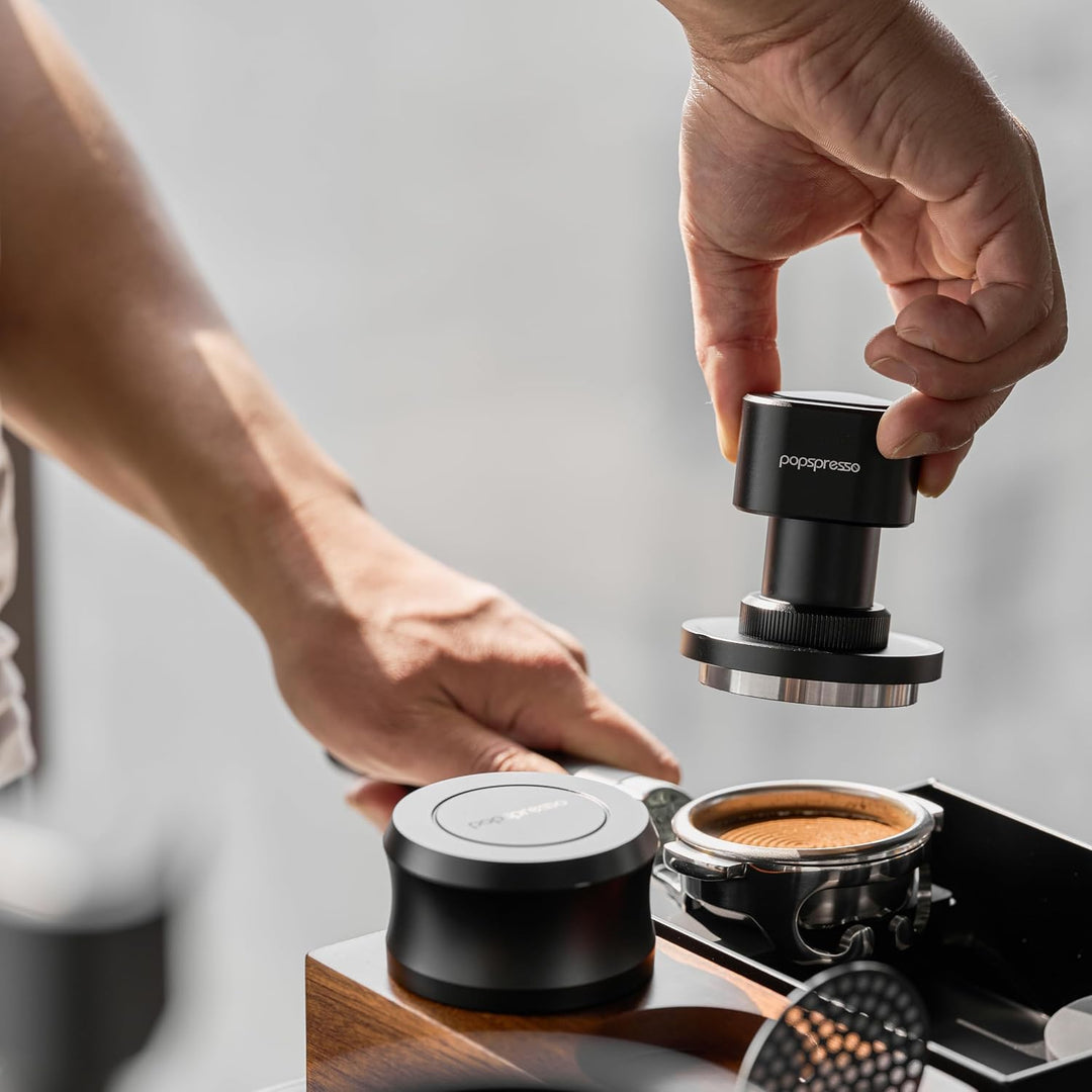58,35 mm Espresso-Tamper, stossfestes Design mit akustischer Rückmeldung, 3-fach gefederter Kaffee-T