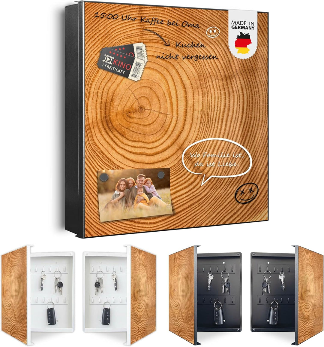 banjado Grosser Schlüsselkasten Glas - Schlüsselbox 30x30cm mit 50 Haken - Schlüsselkasten modern fü
