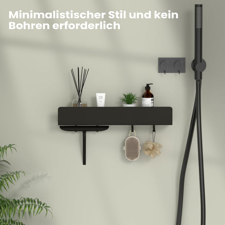 REKITA Duschablage ohne Bohren, Badezimmer Organizer 40 cm, Duschablage Edelstahl mit 4 Abnehmbaren
