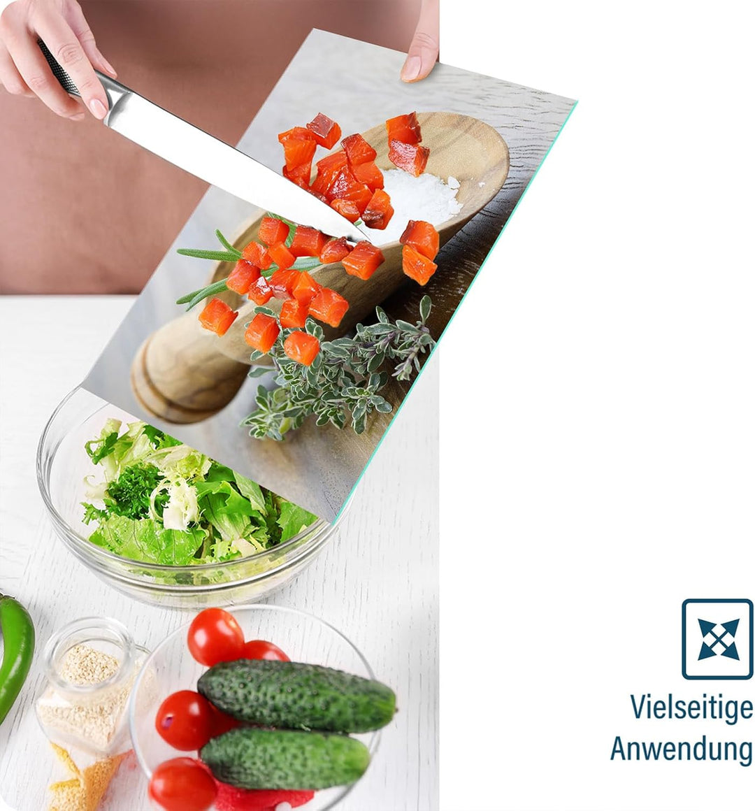 Herdabdeckplatte – Gehärtetes Glas Schneidebrett & Ceranfeld Abdeckplatte 2 Teilig 2x30x52 – Hygieni