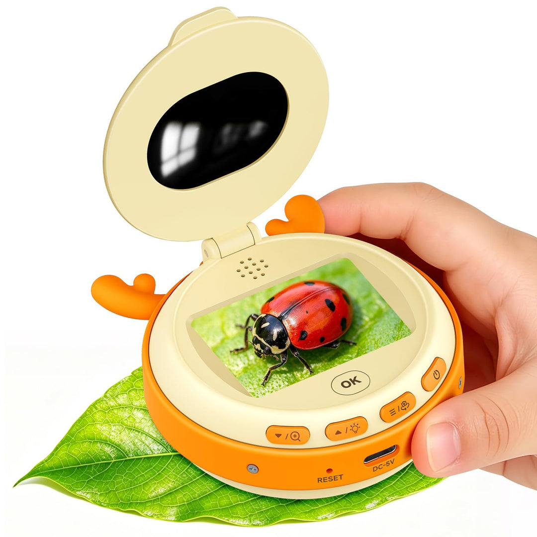 2-in-1 Mikroskop für Kinder mit Kamera und 2 Zoll IPS Bildschirm, Digitales Tragbares Mikroskop, Han