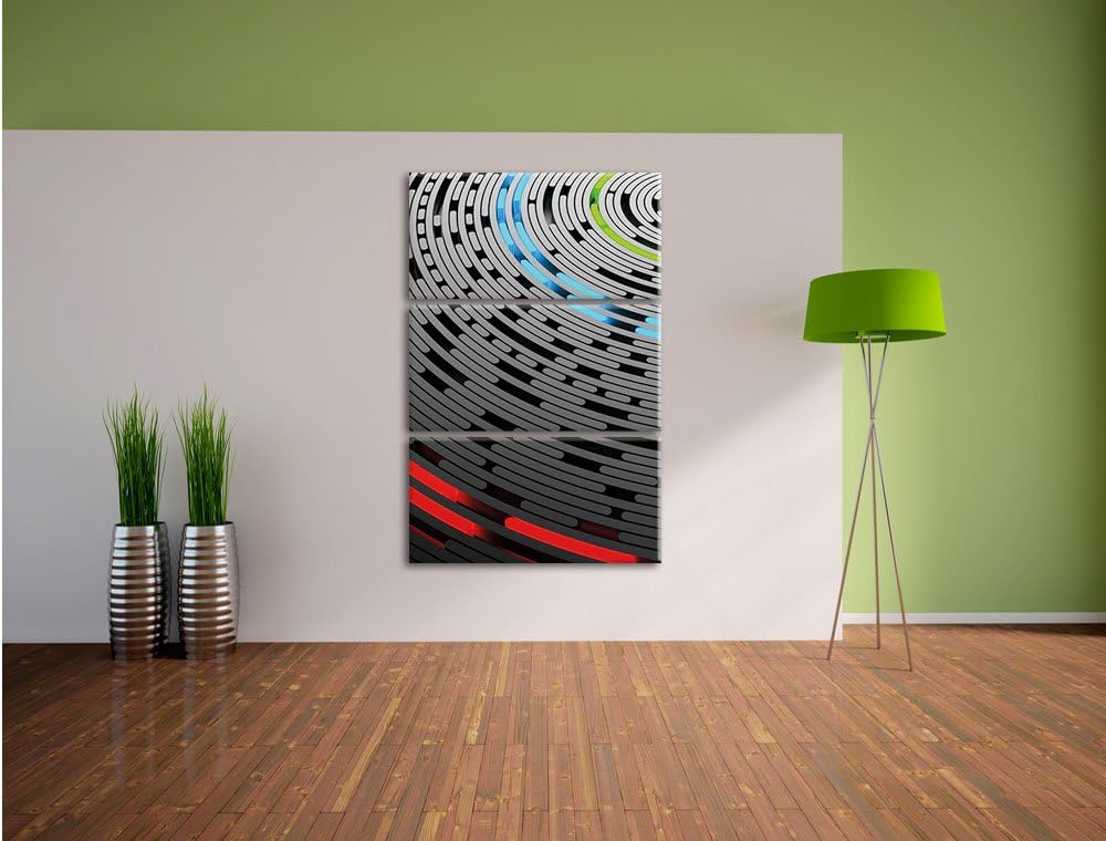 Pixxprint Abstrakte Schallplatte Love Music als Leinwandbild/Grösse: 3 Teilig (120x80) cm/Wandbild/K