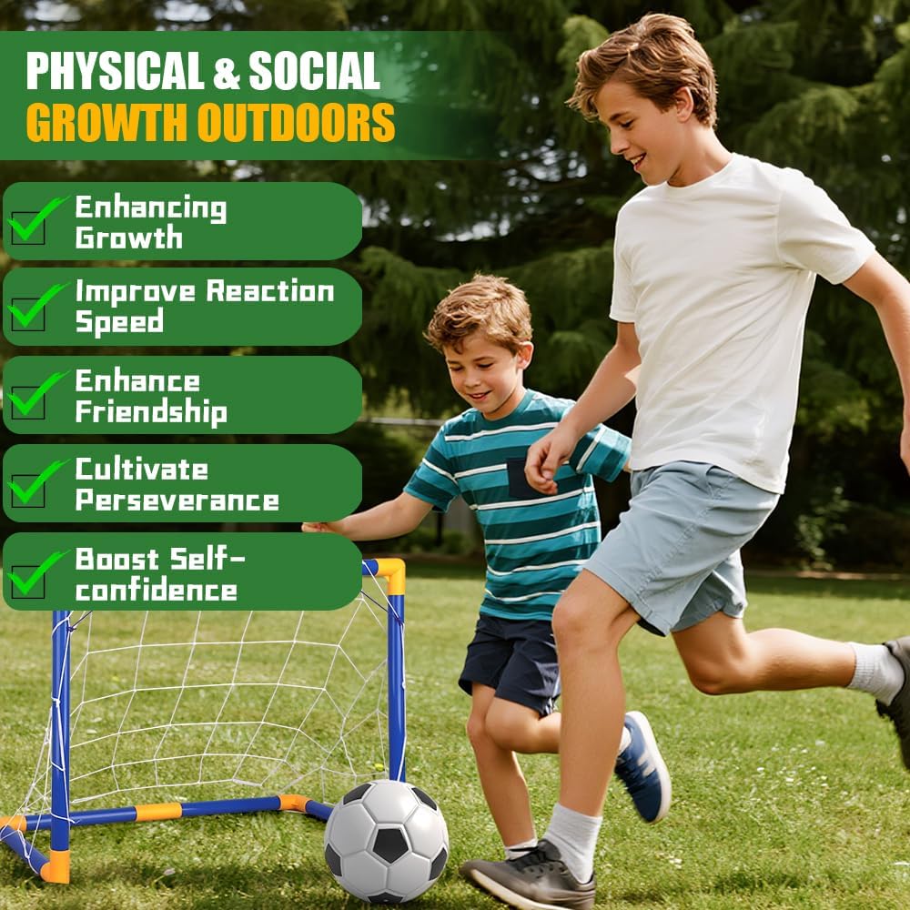 Fussball Tor Set für Kinder und Jugend, tragbare Fussball Tor Trainingsgeräte, Mini Netz mit Fussbal