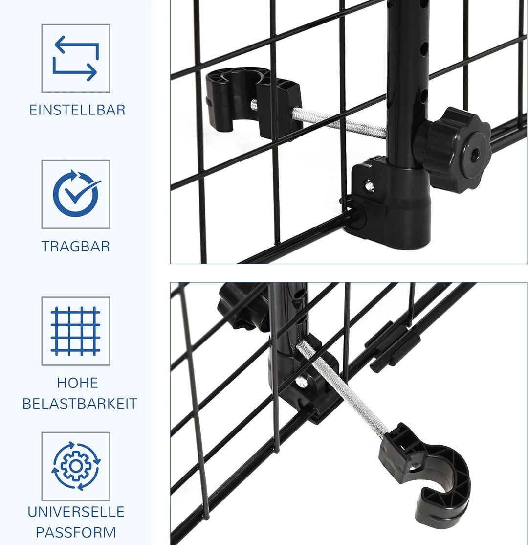 PawHut Hundegitter Auto Universal Autoschutzgitter für Hunde mit Stufenlos Verstellbare Breite, Tren
