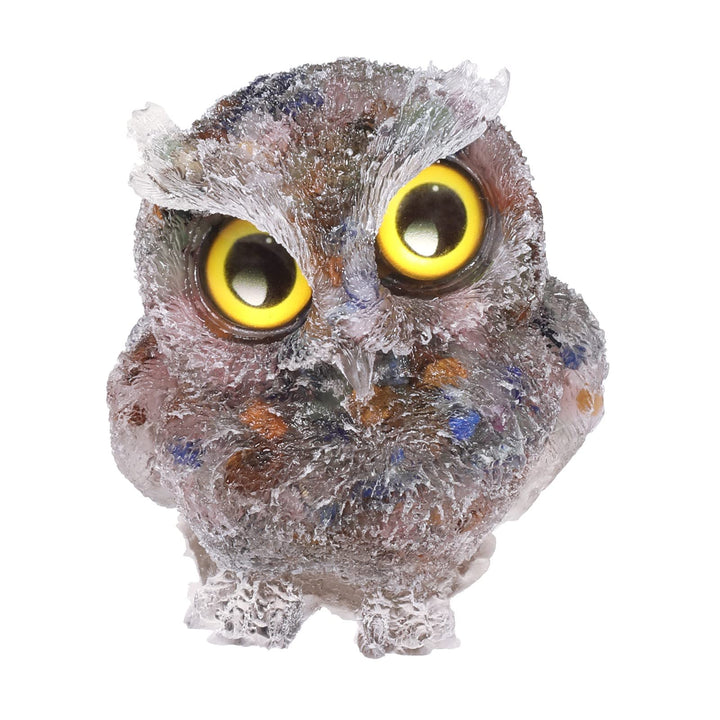 KYEYGWO Mischstein Nette Kristall Eule Figur Ornamente, Mini Stein Käuzchen Statuen Harz Tier Skulpt