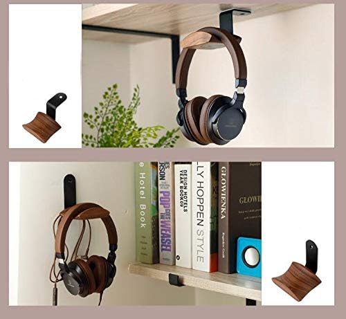 Kopfhörerhalter Headset-Ständer Walnussholz Kopfhörer-Rack Haken Schreibtisch Tisch-Klebeband Untert