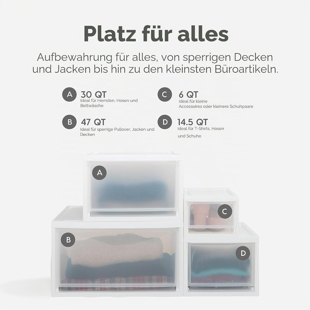 Iris Ohyama MSD-1 Kompakte Stapelschublade, weiss, 6 Quart, 4 Stück, Kunststoff, 7L / 4er-Set, 4