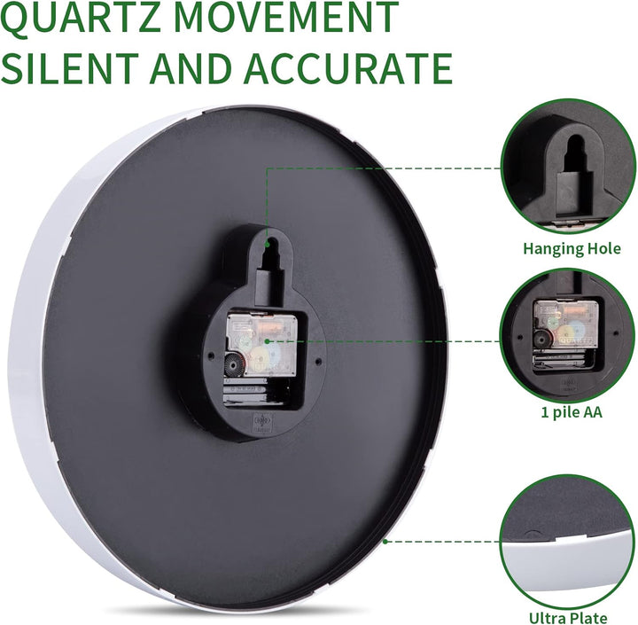 Leuchtend Wanduhr Ohne Tickgeräusche Lautlos 30cm Quarz Modern Gross Batterie Betriebene Wanduhr Ein