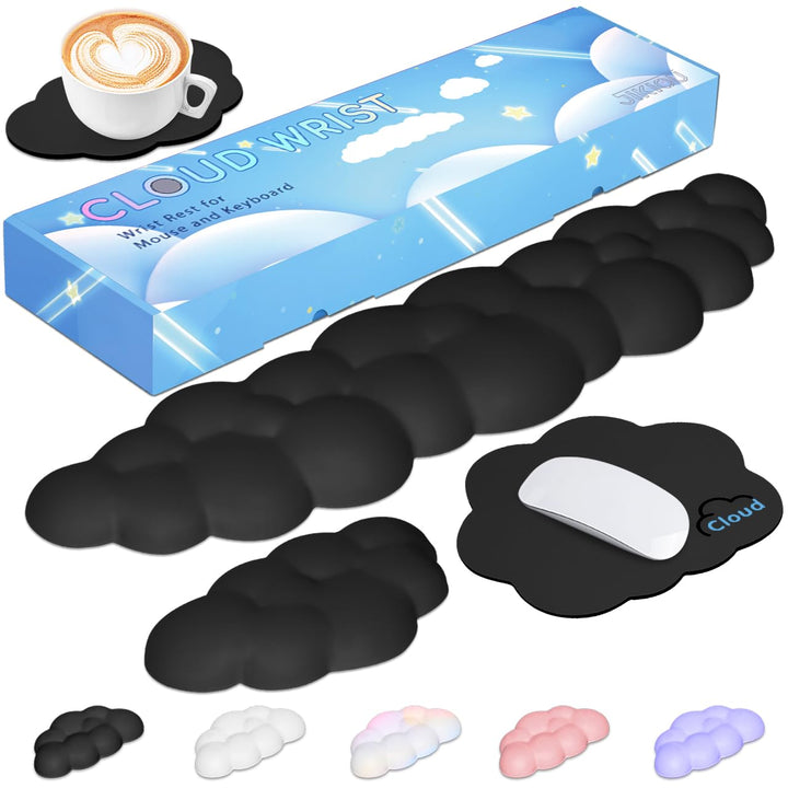 JIKIOU Cloud Handgelenkauflage Tastatur aus Leder mit rutschfester PU-Basis, bequemer Memory-Schaum