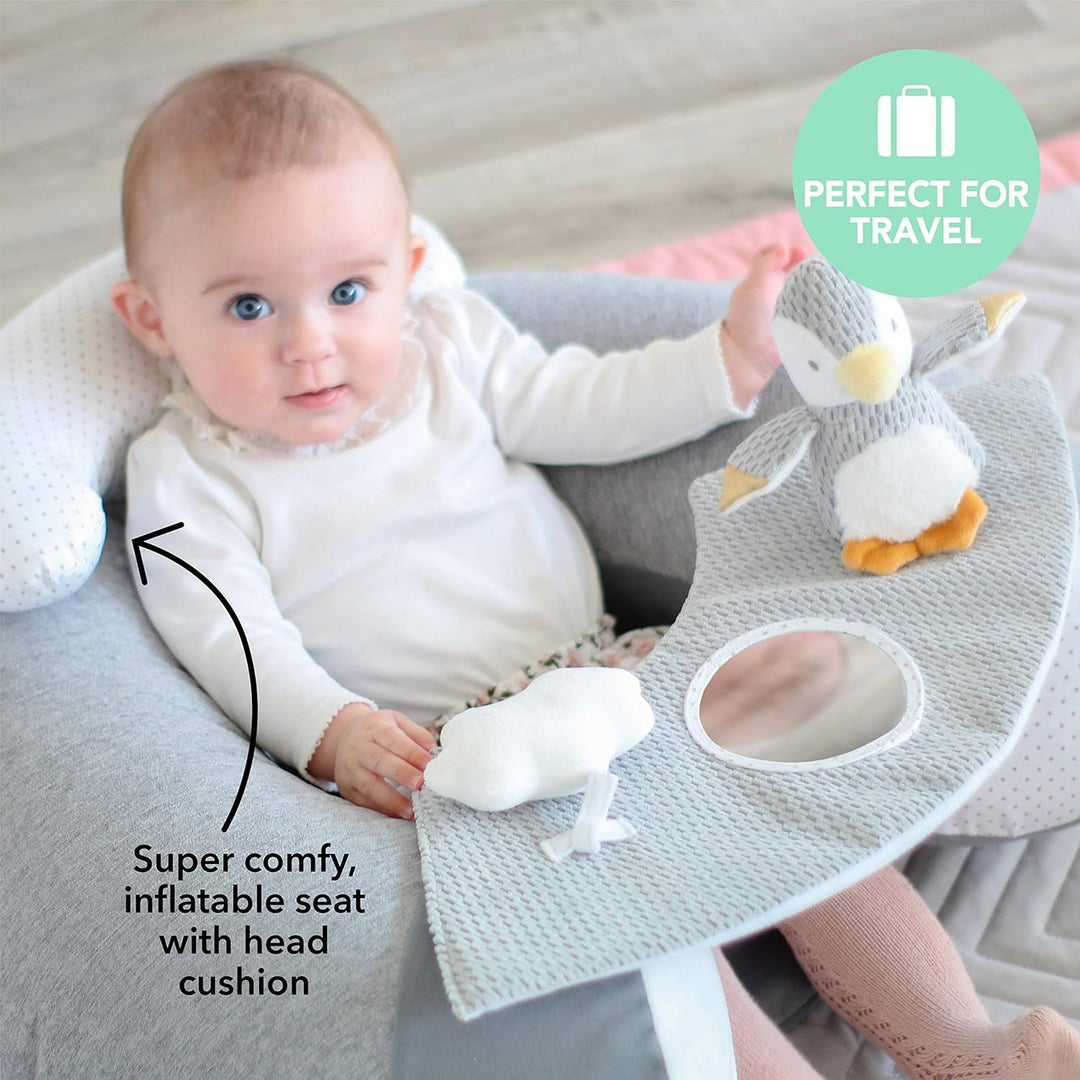 Nuby - Penguin Sit-Me-Up Babysitz - Aufblasbarer Sit & Play Bodensitz mit Tablett und Babyspielzeug