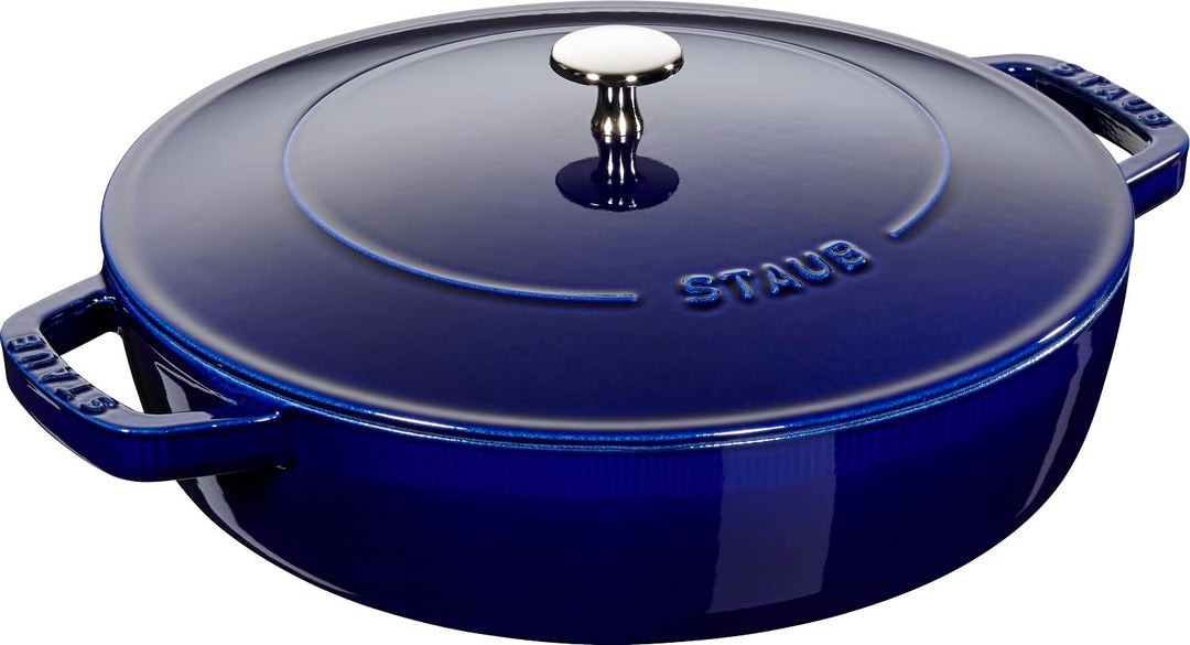 STAUB Gusseisen Bräter, Chistera Tropfenstruktur im Deckel, Rund 28 cm, 3,7 L, Dunkelblau Dunkelblau