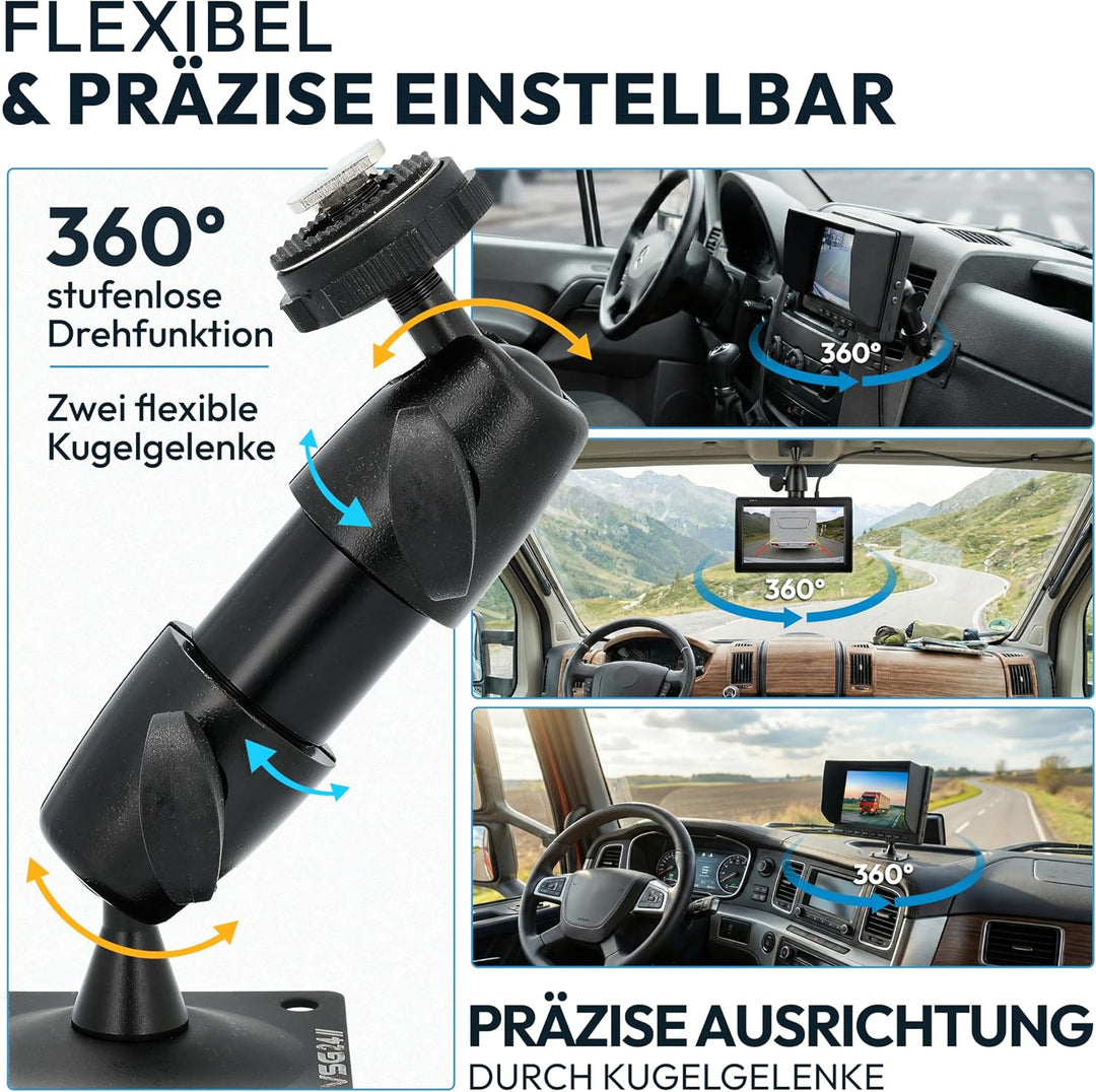 VSG24 Flex ONE Monitorhalterung für Rückfahrmonitor 5–10 Zoll – stabile Halterung für Wohnmobil, Tra