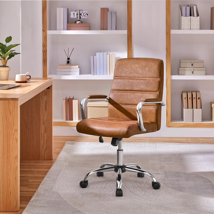 Yaheetech Bürostuhl ergonomischer Schreibtischstuhl, Drehstuhl mit Rollen, Bürohocker mit Armlehnen,
