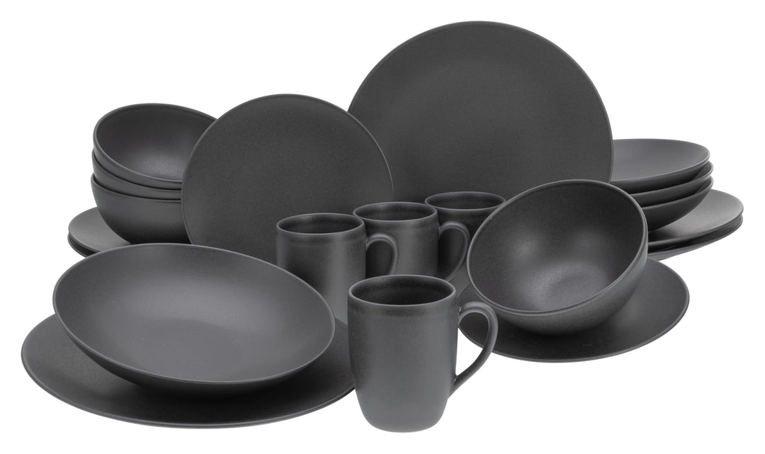 CreaTable, 23146, Serie SOFT TOUCH BLACK, Geschirrset, Kombiservice 20 teilig
