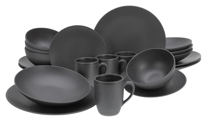 CreaTable, 23146, Serie SOFT TOUCH BLACK, Geschirrset, Kombiservice 20 teilig