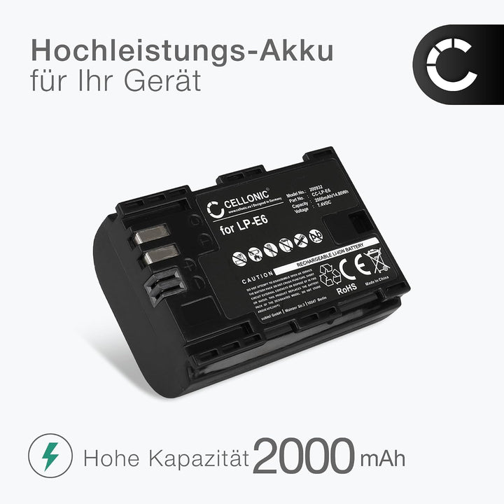CELLONIC 2X Kamera Ersatzakku LP-E6 LP-E6N für Canon EOS 5D Mark II III IV EOS 5DS R EOS 60D 60Da 6D