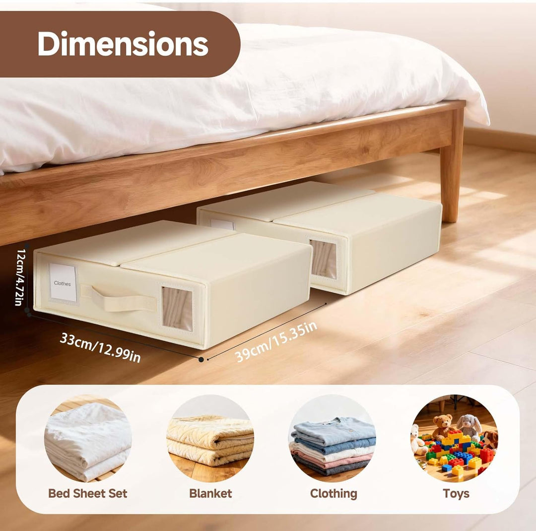 4 Stück Linen Bed Sheet Organiser Box, Faltbarer Bettwäsche Organizer Mit Sichtfenster Und Etikett,
