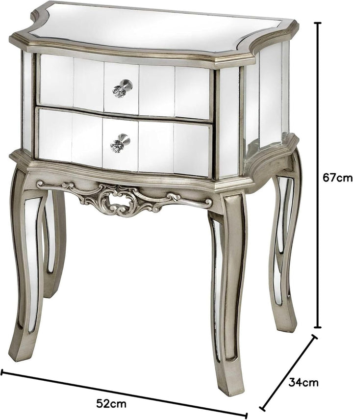 Nachtkommode verspiegelt Nachtschrank verglast Nachtkonsole Kommode Glas vic504 Palazzo Exklusiv