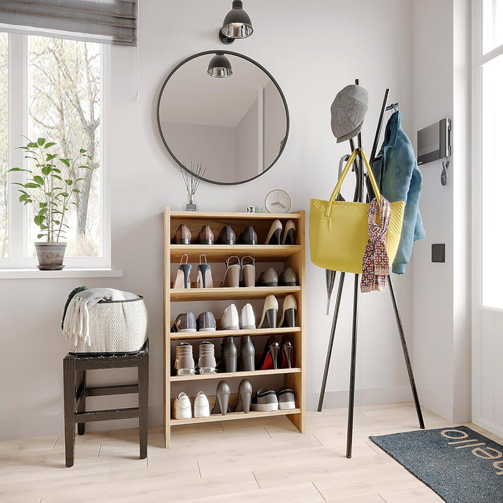 KOMTO Schuhregal Schmal - Schuhablage Flur mit 5 Ebenen Offener Schuhschrank Schuh Organizer Platzsp