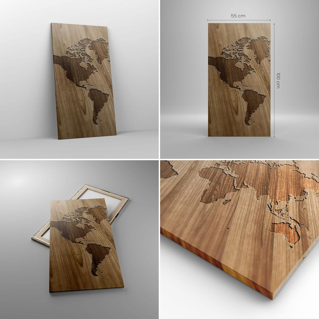Bilder auf Leinwand 55x100cm Leinwandbild mit Rahmen Geographie Globus Karte Gross Wanddeko Bild Sch