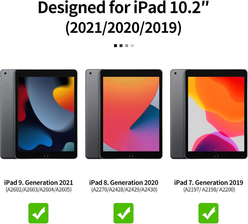 Bukoor Hülle für iPad 10.2 Zoll 9./8./7th Generation (2021/2020/2019) mit Stifthalter, Auto Sleep/Wa