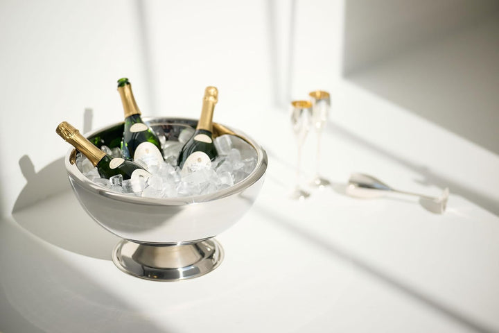 EDZARD Champagnerkühler Cadiz (ø 43 cm, H 24 cm) Edelstahl hochglanzpoliert, doppelwandig, grosse Sc