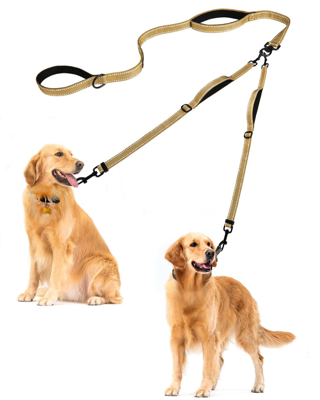 PetBonus Hundeleine Doppelleine für 2 Hunde, Keine Verwicklung Leine für 2 Hunde Gross, Verstellbar
