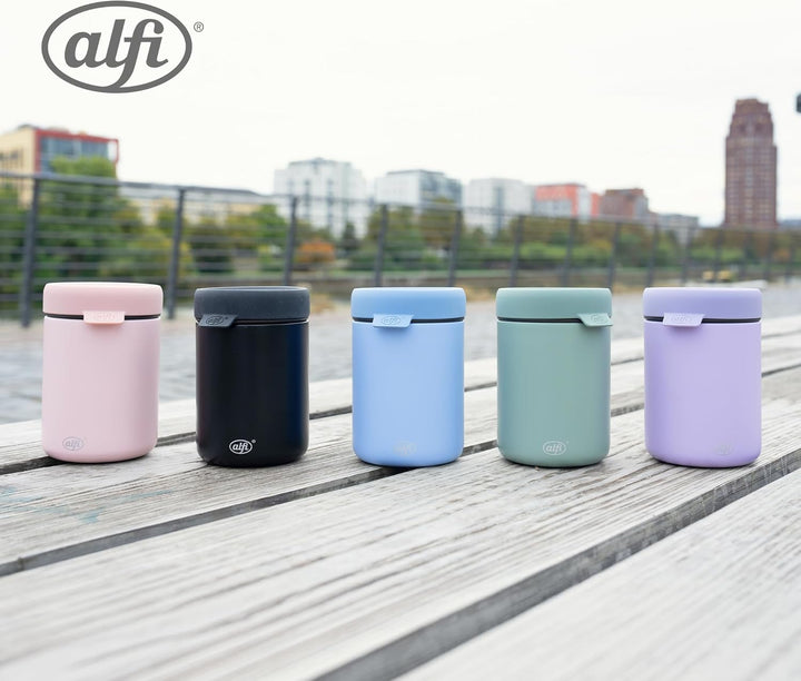 alfi ISO FOOD MUG 350ml, Blau matt, Edelstahl Thermobehälter für Essen, Isolierbehälter für Suppen,
