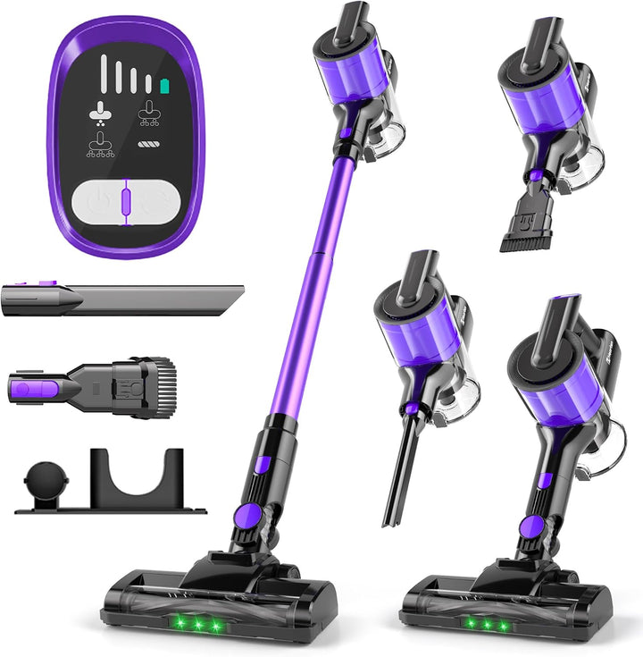 Hearten Akku Staubsauger Kabellos mit LED Display, Leise, 3 Betriebsarten, Kabelloser Staubsauger mi