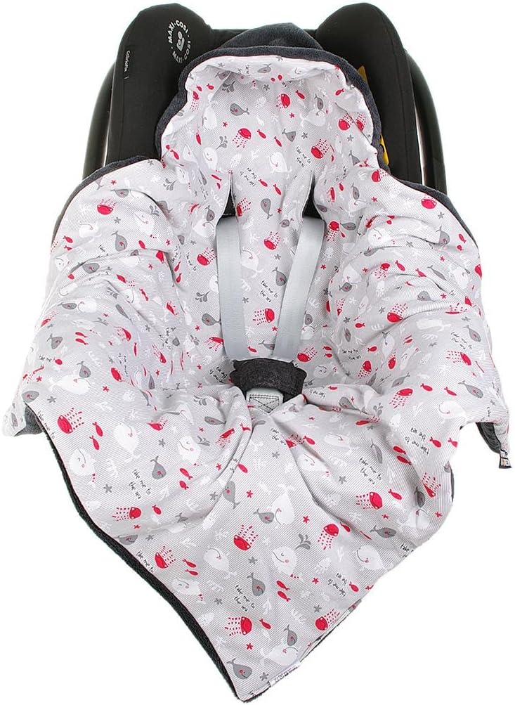 Einschlagdecke für die Babyschale Babyschalenfusssack Sommer Fusssack (Grau, Fisch) Grau Fisch, Grau