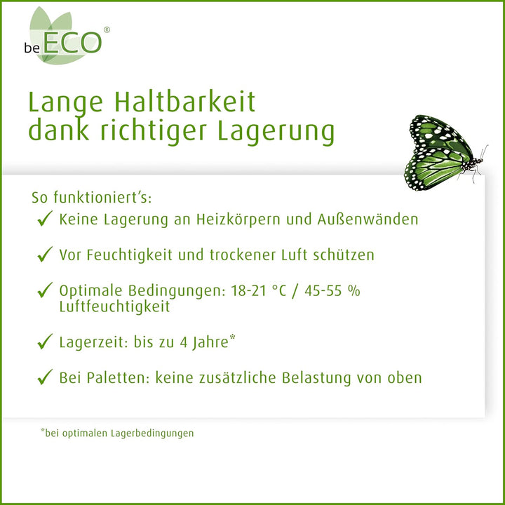 beECO Briefumschläge DIN lang (500 Stück), ohne Fenster haftklebend, Briefumschlag aus 100% Recyclin