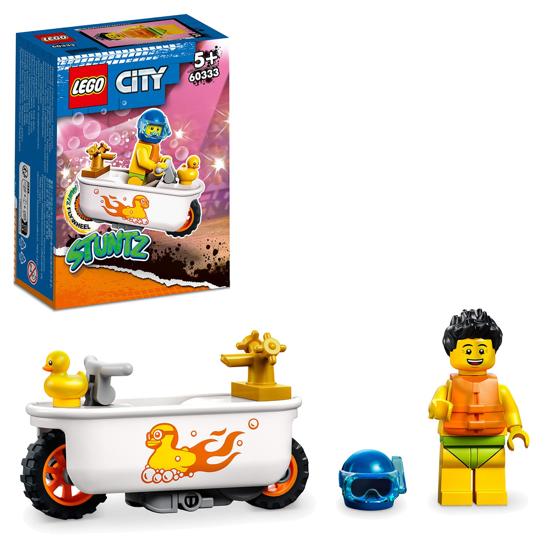 LEGO 60333 City Stuntz Badewannen-Stuntbike, Set mit Motorrad und Minifigur, Action-Spielzeug als Ge
