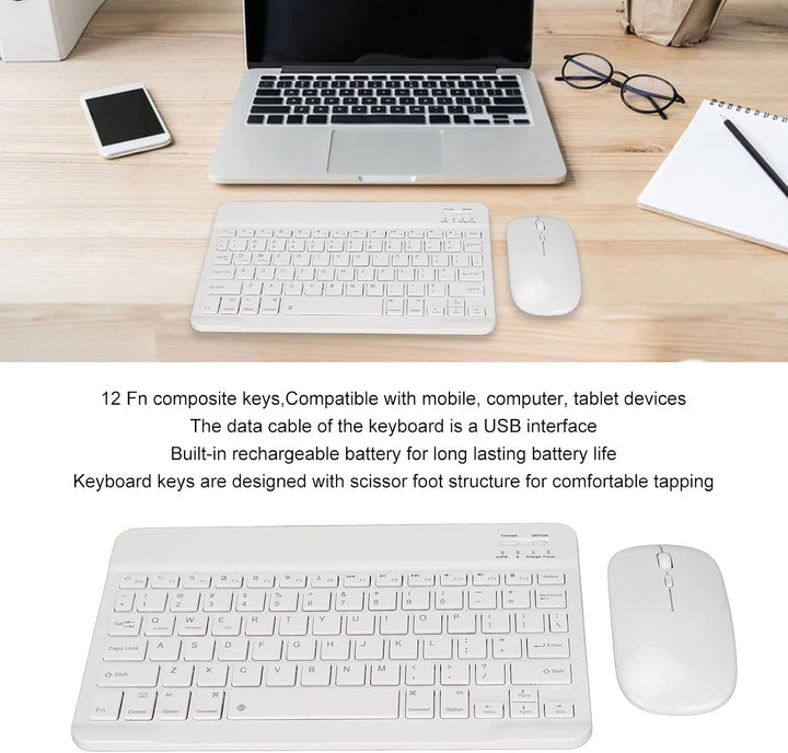 Bluetooth-Tastatur-Maus-Kombination, Ultradünnes, Leises, Kompaktes, Schlankes, Kabelloses Tastatur-