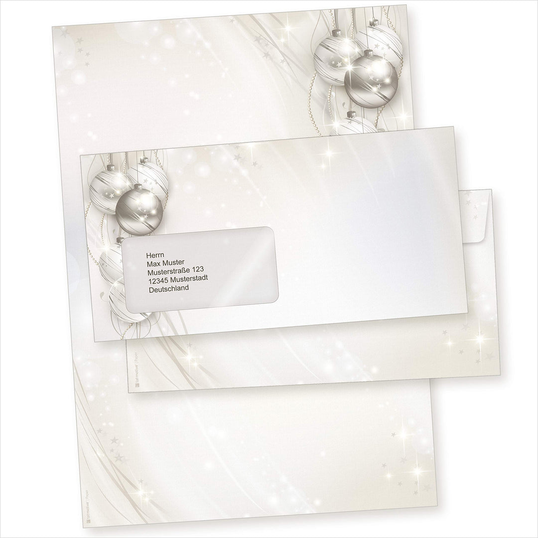 ELEGANCE 25 Sets Weihnachtsbriefpapier mit Fensterumschlag Briefpapier Weihnachten mit Umschlag mit