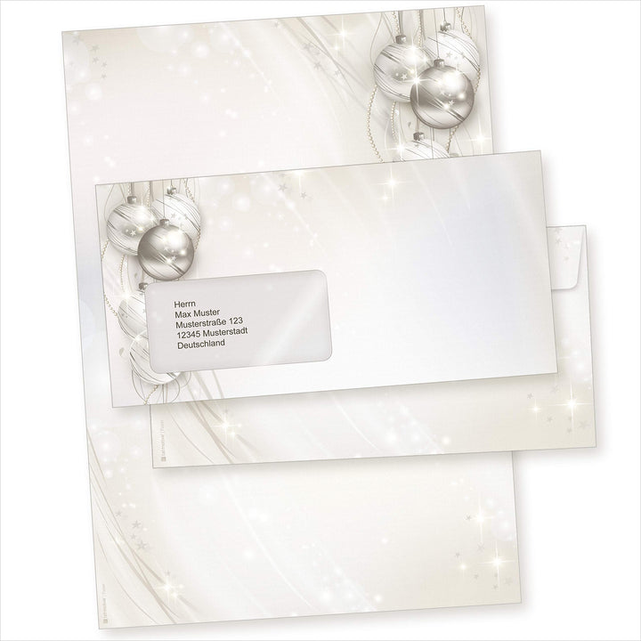 ELEGANCE 25 Sets Weihnachtsbriefpapier mit Fensterumschlag Briefpapier Weihnachten mit Umschlag mit