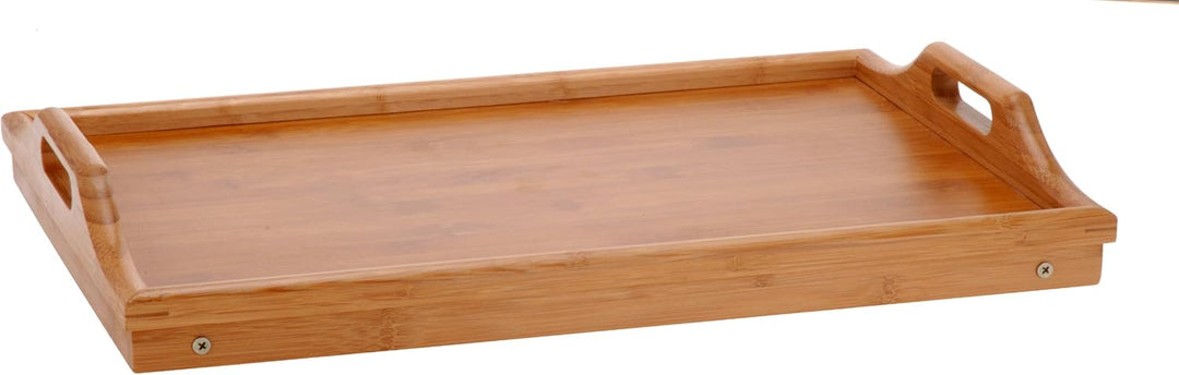 Bambus Tablett Exklusiv - mit Aufsteller - Ideal für Bett - als Notebookablage - Transport von Speis