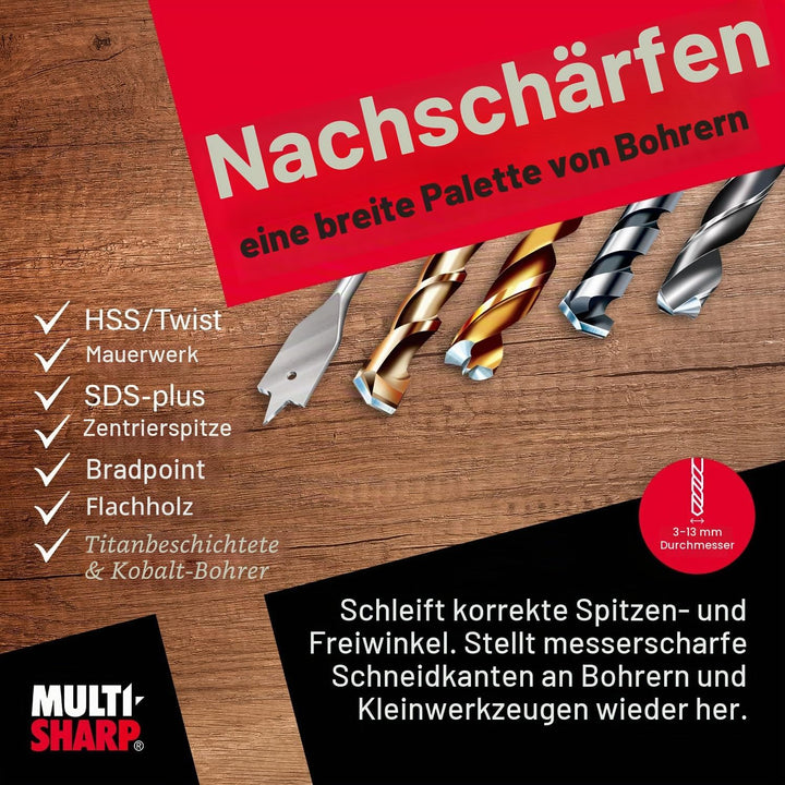 Multi-Sharp 2001 Universal-Bohrer- und Werkzeugschleifgerät, 3-13 mm Durchmesser (für: HSS-Bohrer, H
