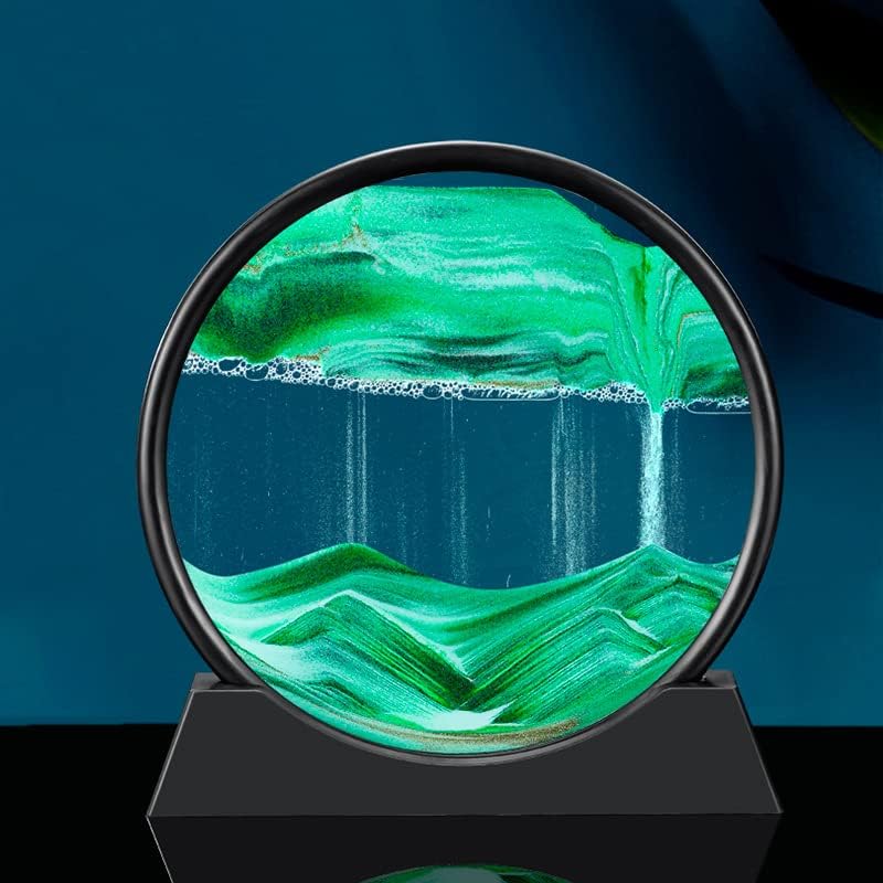 Arthink Bewegliche Sandkunst Bild in Bewegung, rundes Glas, 3D, Tiefseelandschaft, dynamische Sandku