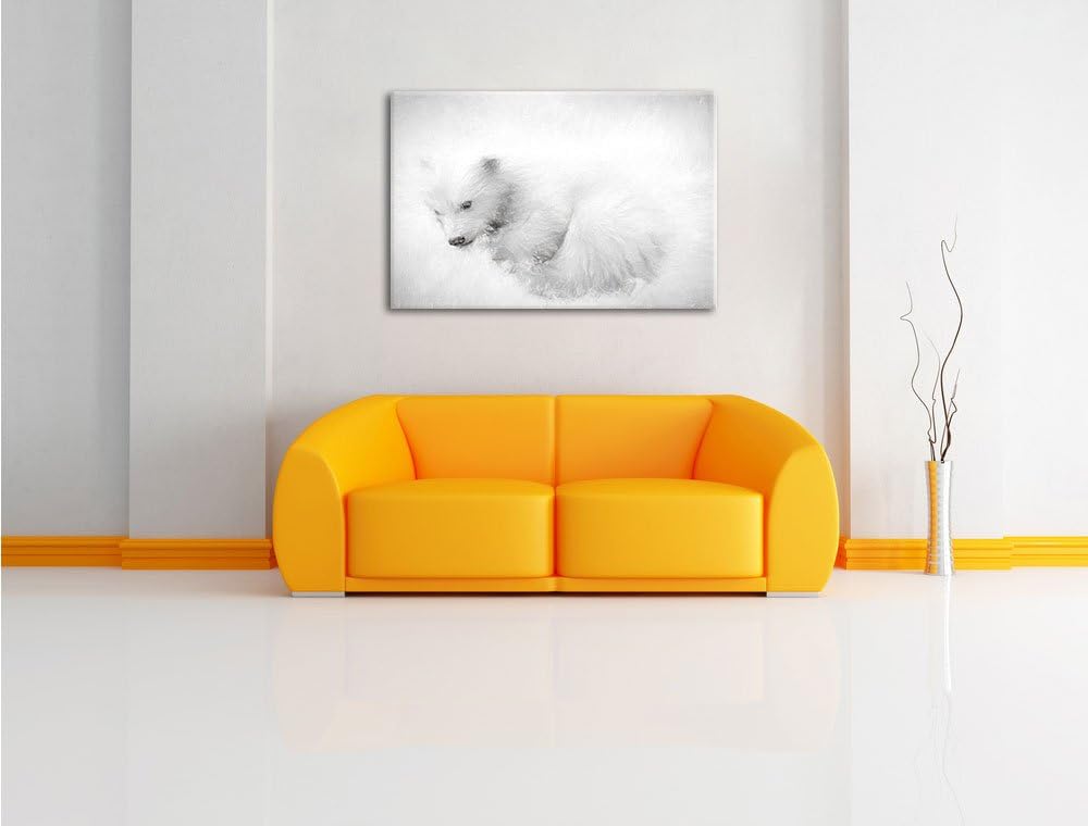 Pixxprint Eisbär im Schnee / 100x70cm Leinwandbild bespannt auf Holzrahmen/Wandbild Kunstdruck Dekor