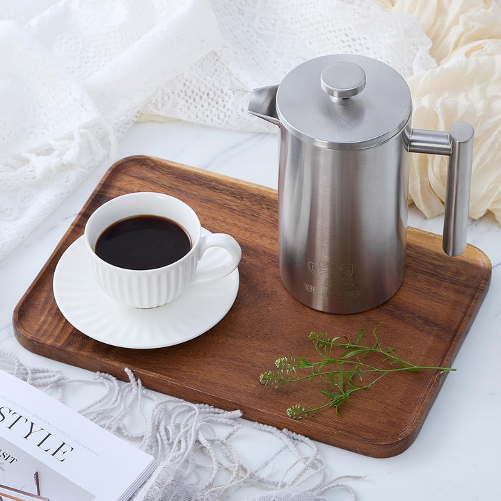 French Press Set I Kaffeebereiter, Thermo, Kaffeepresse, für Filterkaffee, 1 Liter - 5 Tassen, doppe