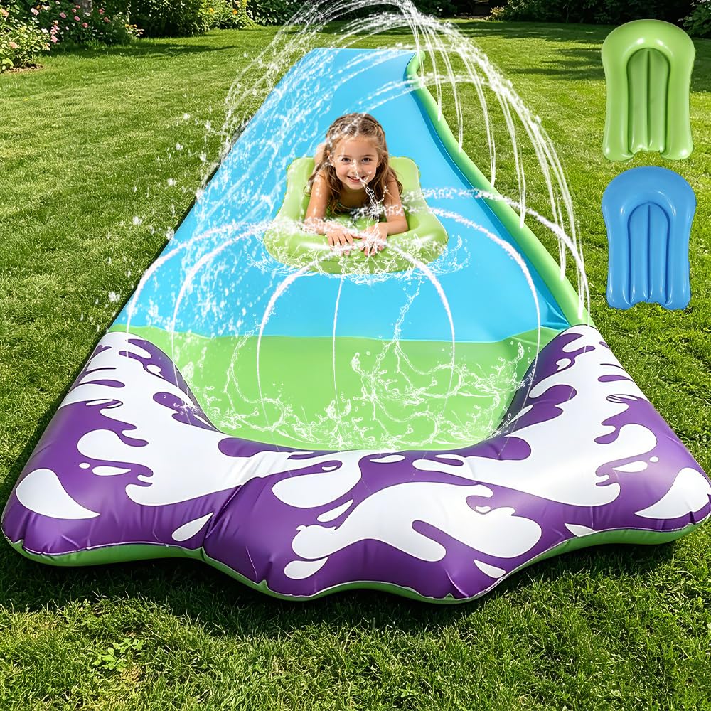 Foreverup Wasserrutsche Garten für Kinder, 480 * 70CM Single Wasserrutschmatte mit Bodyboards, Singl
