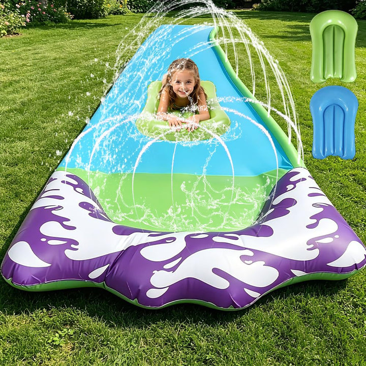 Foreverup Wasserrutsche Garten für Kinder, 480 * 70CM Single Wasserrutschmatte mit Bodyboards, Singl
