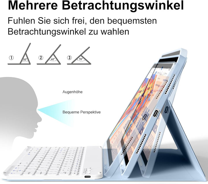 Tastatur Hülle für iPad 10. Generation 10,9" 2022 & iPad 11th Gen A16 2025 mit Stifthalter, TPU Rück