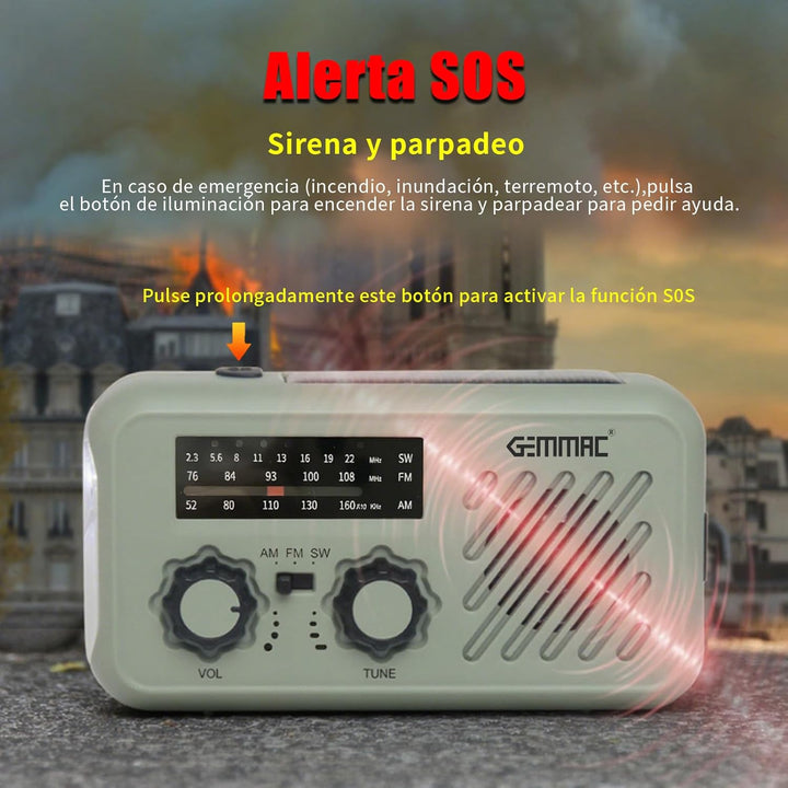 Notfall Radio, 3-Wege-Laden Emergency Radios, 2000mAh Akku Kurbelradio Solar Ladegerät Power Bank US