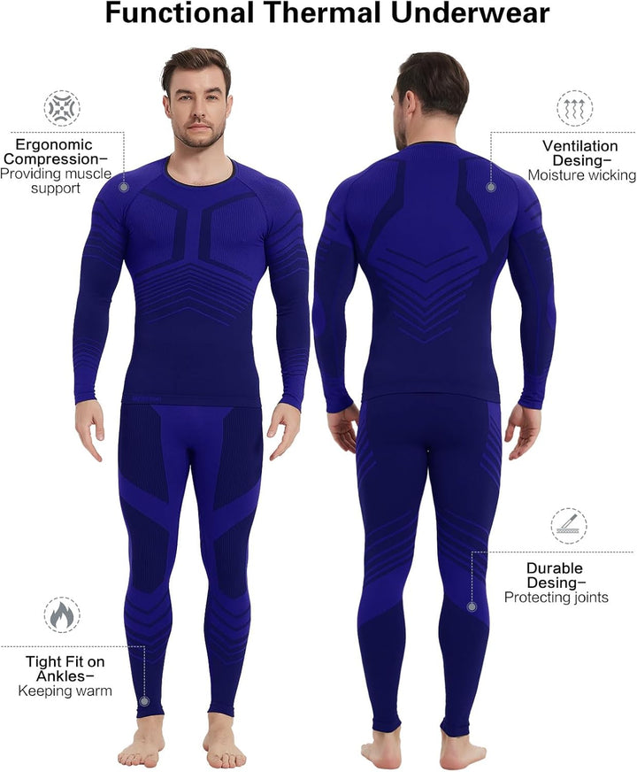 MEETWEE Thermounterwäsche Herren Atmungsaktiv Männer Thermo Funktionswäsche Winter Skiunterwäsche Un