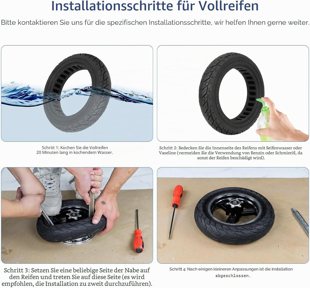 Ulip 10 x 2.125 Reifen für Xiaomi Electric Scooter 4 Lite 2nd Gen,10 Zoll Vorne Hinten 250x54 Fester